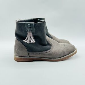 Hanna Andersson Boots Girls 3Y Gray Suede Ankle Booties Low Comfort Tassel Shoes